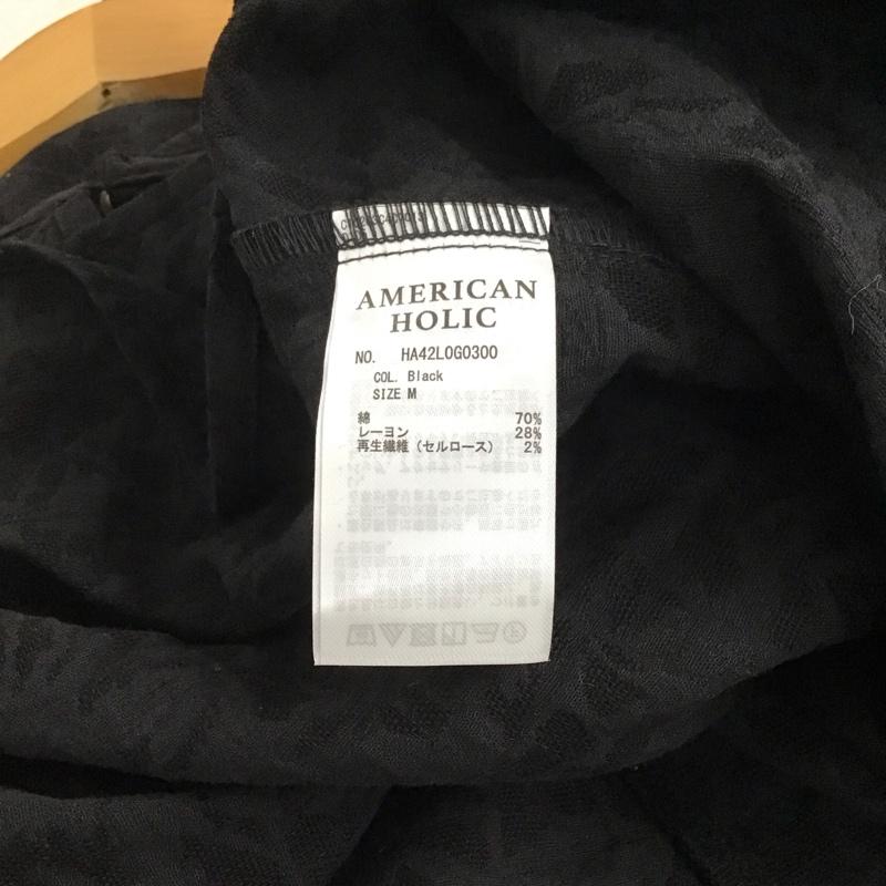 アメリカンホリック AMERICAN HOLIC チュニック 七分袖 HA42L0G0300 ジャガード袖ボリュームチュニック M 総柄 黒 / ブラック /  レディース USED 古着 中古 10146143