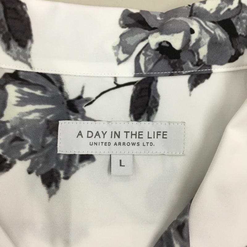 アデイインザライフ ユナイテッドアローズ A day in the life UNITED ARROWS シャツ、ブラウス 長袖 長袖シャツ カラーシャツ ポケットシャツ 長袖カットソー プリントシャツ L プリント 白 / ホワイト /  メンズ USED 古着 中古 10114614