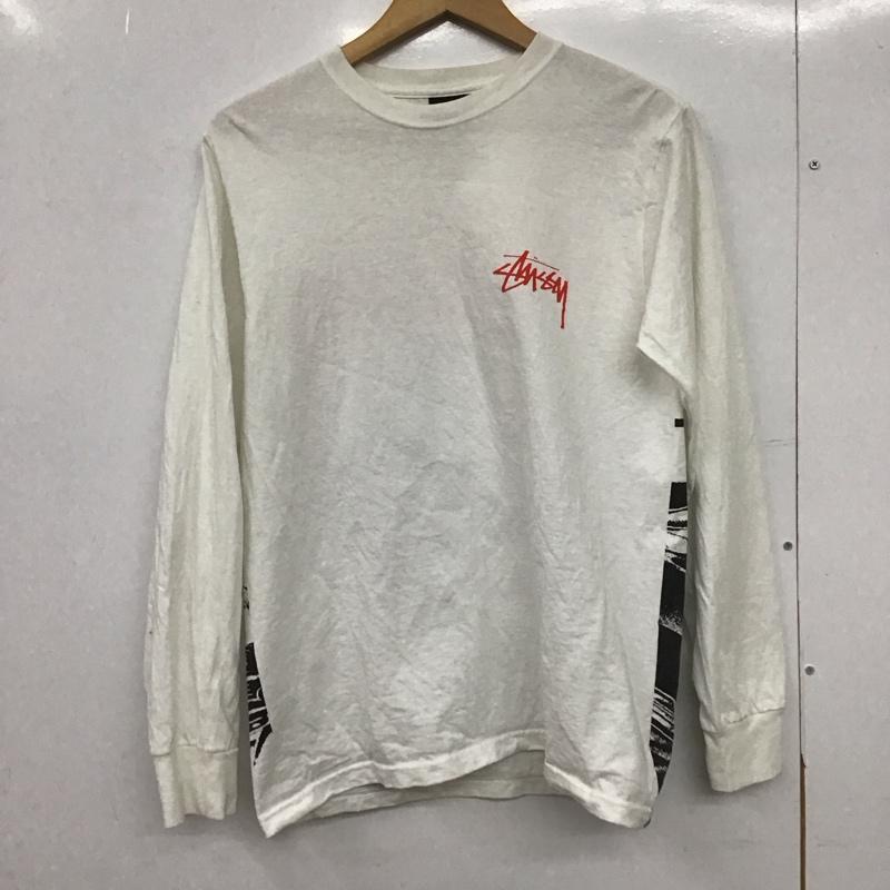 ステューシー STUSSY カットソー 長袖 長袖カットソー プリントカットソー クルーネック S ロゴ、文字 白 / ホワイト /  メンズ USED 古着 中古 10149191