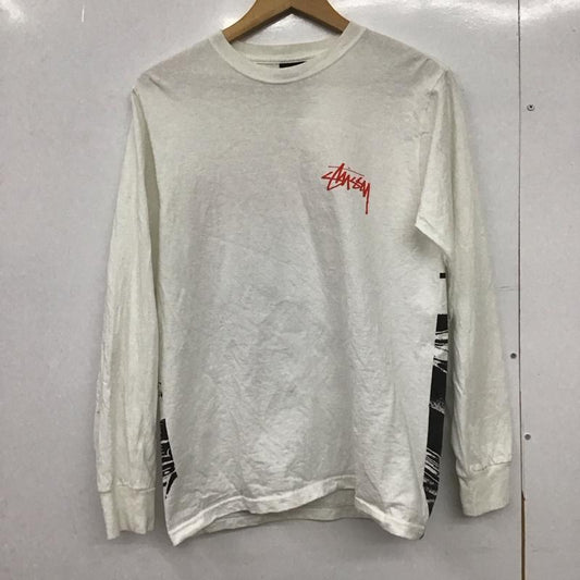 ステューシー STUSSY カットソー 長袖 長袖カットソー プリントカットソー クルーネック S ロゴ、文字 白 / ホワイト /  メンズ USED 古着 中古 10149191