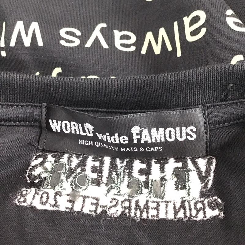 ワールドワイドフェイマス WORLD WIDE FAMOUS Tシャツ 半袖 クルーネック バックプリント ロゴ、文字 黒 / ブラック /  メンズ USED 古着 中古 10111883