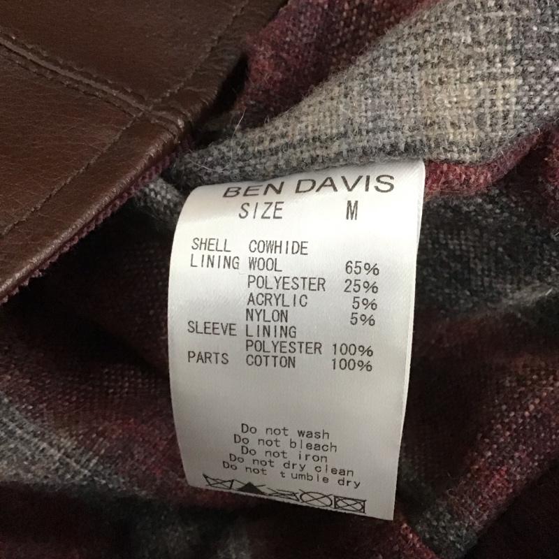 ベンデイビス BEN DAVIS ジャケット、上着 ジャケット、ブレザー gs-4980020 COWLEATHERSPORTS ジップアップジャケット アウター M 無地 茶 / ブラウン /  メンズ USED 古着 中古 10124591