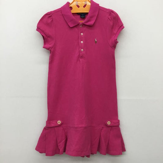 ポロラルフローレン POLO RALPH LAUREN ワンピース ミニスカート 120cm ロゴ、文字 桃 / ピンク /  ガールズ USED 古着 中古 10134376