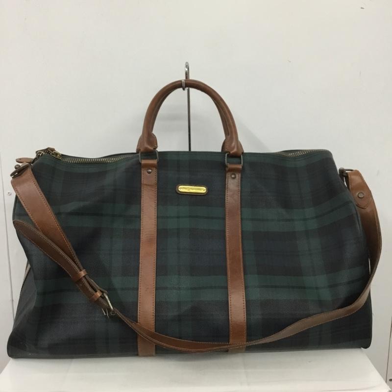 ポロラルフローレン POLO RALPH LAUREN ボストンバッグ ボストンバッグ チェック ロゴ、文字 緑 / グリーン / X 茶 / ブラウン /  メンズ USED 古着 中古 10140052