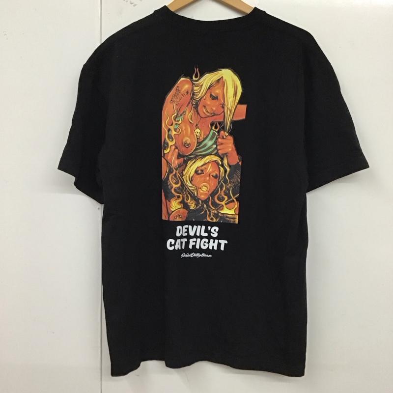 エロスティカ EROSTiKA Tシャツ 半袖 Devils Cat Fight バックプリント XL ロゴ、文字 黒 / ブラック /  メンズ USED 古着 中古 10123391