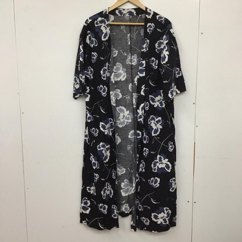アズールバイマウジー AZUL BY MOUSSY カーディガン 半袖 250CSA30-587D BIG FLOWER GOWN ビッグフラワーガウン S 総柄 X 花柄 黒 / ブラック /  レディース USED 古着 中古 10138094