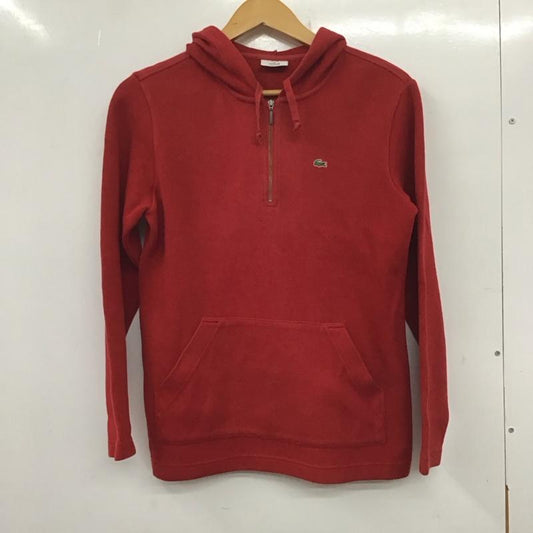 ラコステ LACOSTE パーカー 長袖 プルオーバー ハーフジップ 40 ワンポイント 赤 / レッド /  レディース USED 古着 中古 10139145