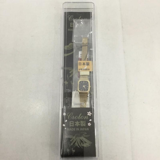 クロトン CROTON 腕時計 アナログ（クォーツ式） RT-126L-1 日本製 ロゴ、文字 金 / ゴールド / X 黒 / ブラック /  レディース USED 古着 中古 10134405