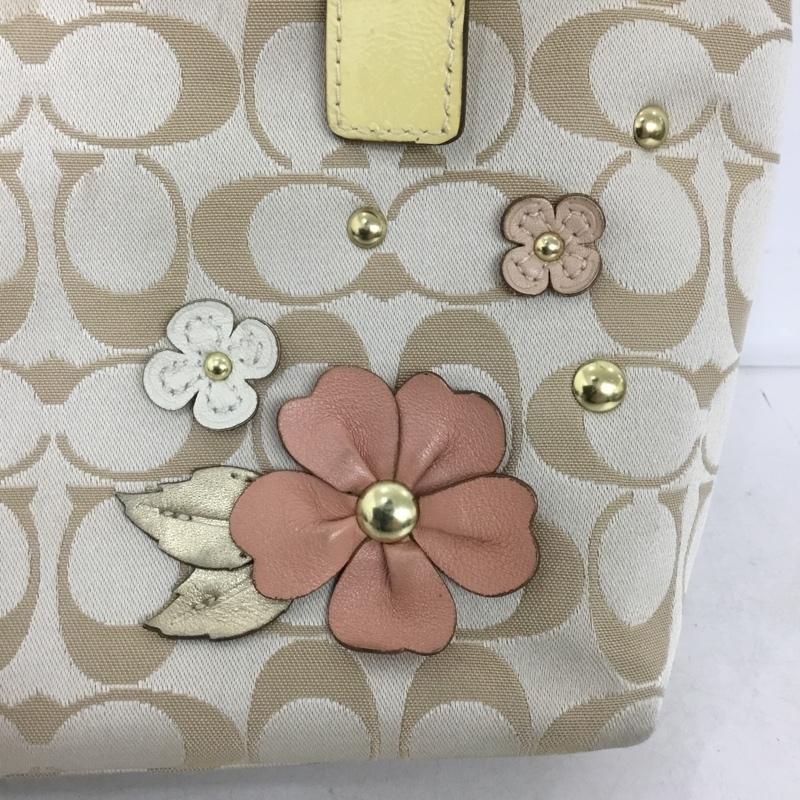 コーチ COACH ハンドバッグ ハンドバッグ F47242 シグネチャー フラワーモチーフ 総柄 黄 / イエロー / X ベージュ / ベージュ /  レディース USED 古着 中古 10150689