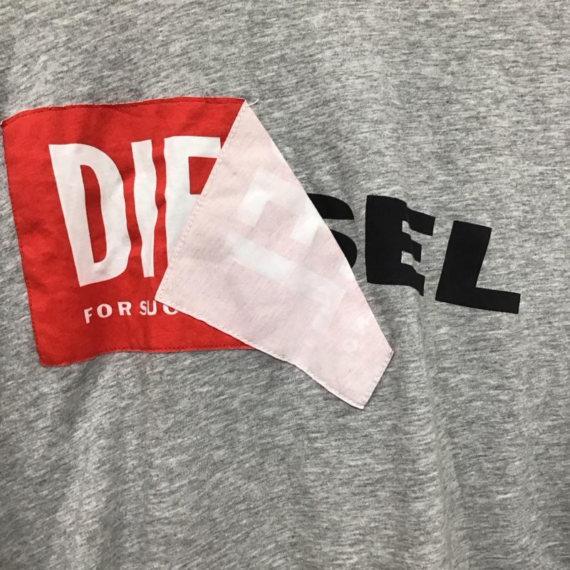 ディーゼル DIESEL カットソー 長袖 長袖カットソー プリントカットソー クルーネック XL ロゴ、文字 灰 / グレー /  メンズ USED 古着 中古 10130286
