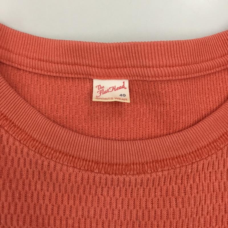 フラットヘッド FLATHEAD カットソー 長袖 長袖カットソー クルーネックカットソー ロングスリーブカットソー プリントTシャツ 40 ロゴ、文字 橙 / オレンジ /  メンズ USED 古着 中古 10115229