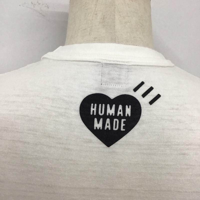 ヒューマンウーマン HUMAN WOMAN Tシャツ 半袖 クルーネック プリント M ロゴ、文字 白 / ホワイト /  メンズ USED 古着 中古 10119199