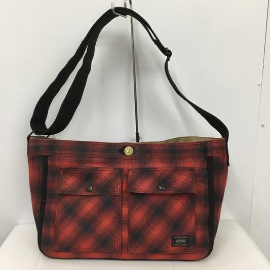 ポーター PORTER ショルダーバッグ ショルダーバッグ チェック 黒 / ブラック / X 赤 / レッド /  メンズ USED 古着 中古 10130248