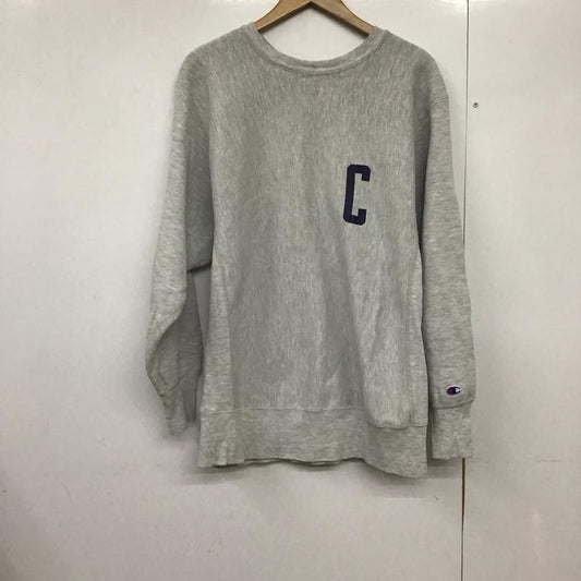 チャンピオン Champion トレーナー 長袖 長袖トレーナー スウェット クルーネック プルオーバー XL ロゴ、文字 灰 / グレー /  メンズ USED 古着 中古 10142351