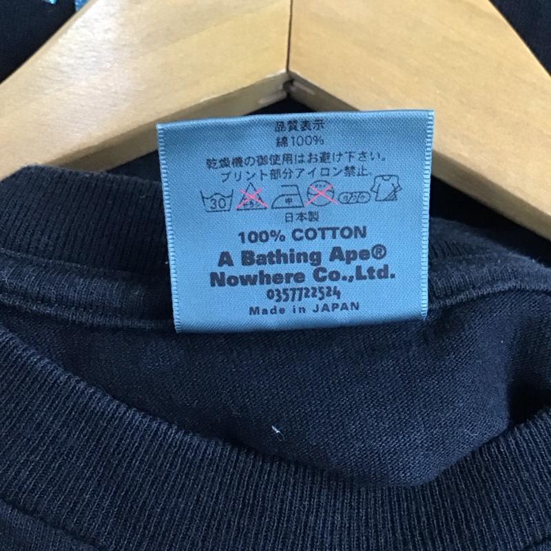 ベイプ BAPE Tシャツ 半袖 半袖カットソー プリントTシャツ クルーネックカットソー S ロゴ、文字 黒 / ブラック /  メンズ USED 古着 中古 10130271