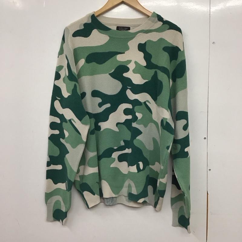 ザラメン ZARA MAN カットソー 長袖 長袖カットソー プリントカットソー クルーネック ワッフル XL カモフラージュ柄・迷彩 マルチカラー / マルチカラー /  メンズ USED 古着 中古 10149747