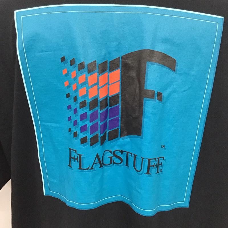 フラグスタフ FLAGSTUFF Tシャツ 半袖 半袖カットソー プリントTシャツ クルーネックカットソー ロゴ、文字 黒 / ブラック /  メンズ USED 古着 中古 10115615