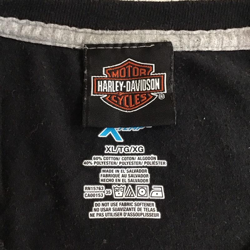 ハーレーダビッドソン Harley-Davidson Tシャツ 半袖 半袖カットソー プリントTシャツ クルーネックカットソー XL プリント 黒 / ブラック /  メンズ USED 古着 中古 10118292