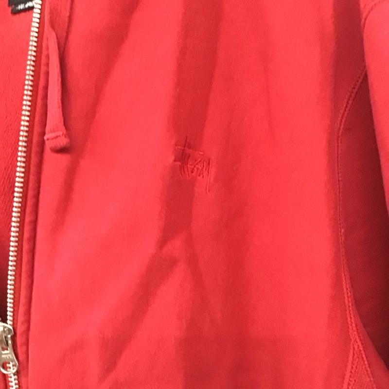 ステューシー STUSSY パーカー 長袖 ジップアップパーカー 長袖パーカー カジュアルジャケット スウェット XL ロゴ、文字 赤 / レッド /  メンズ USED 古着 中古 10140306