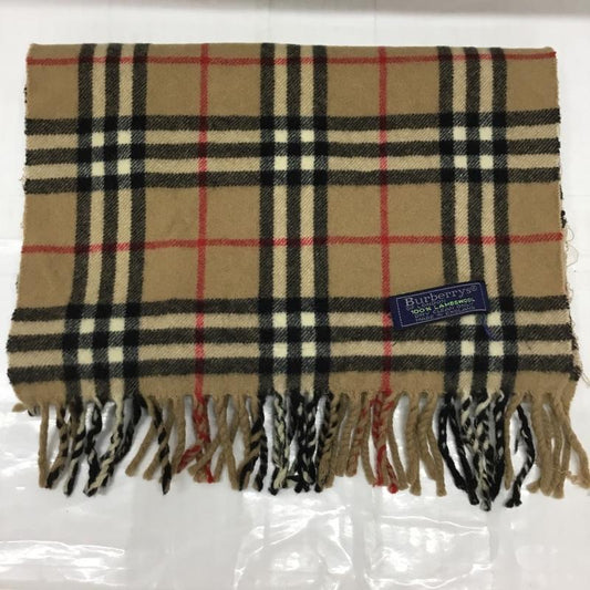バーバリーズ BURBERRYS マフラー マフラー ウール ノバチェック フリンジ チェック ベージュ / ベージュ / X 白 / ホワイト / X 黒 / ブラック / X 赤 / レッド /  メンズ USED 古着 中古 10113637