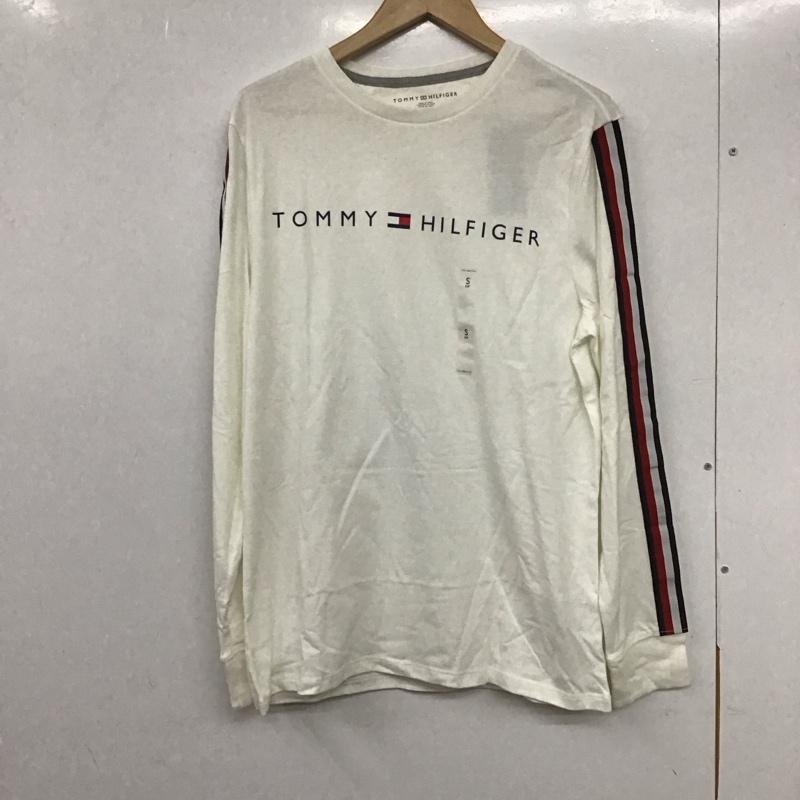 トミーヒルフィガー TOMMY HILFIGER カットソー 長袖 長袖カットソー プリントカットソー クルーネック S ロゴ、文字 白 / ホワイト /  メンズ USED 古着 中古 10132568