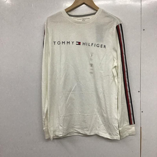 トミーヒルフィガー TOMMY HILFIGER カットソー 長袖 長袖カットソー プリントカットソー クルーネック S ロゴ、文字 白 / ホワイト /  メンズ USED 古着 中古 10132568