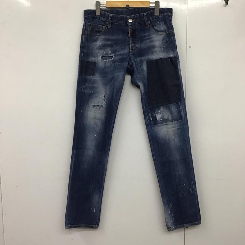 ディースクエアード2 DSQUARED2 パンツ デニム、ジーンズ デニムパンツ スリムパンツ カジュアルパンツ ストレッチパンツ 46インチ ダメージ加工 インディゴ / インディゴ /  メンズ USED 古着 中古 10142135