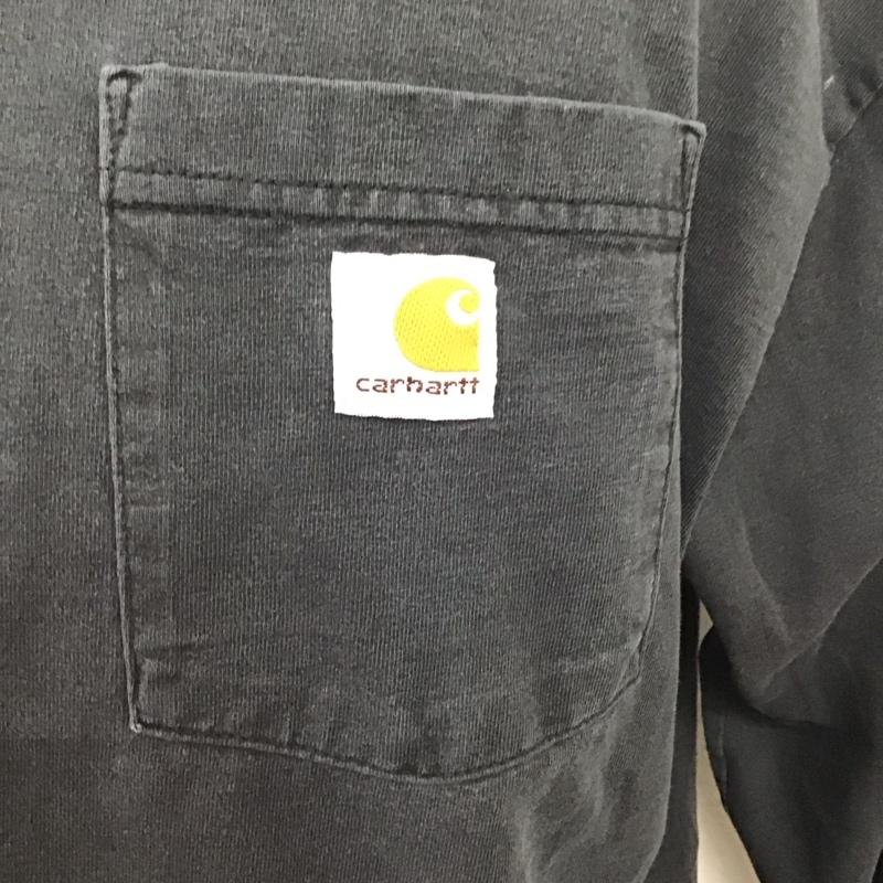 カーハート Carhartt カットソー 長袖 長袖カットソー プリントカットソー クルーネック ロゴ、文字 黒 / ブラック /  メンズ USED 古着 中古 10124915
