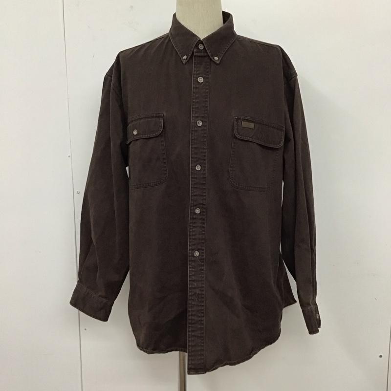 カーハート Carhartt シャツ、ブラウス 長袖 長袖シャツ ポケットシャツ カラーシャツ ボタンダウンシャツ XL ロゴ、文字 茶 / ブラウン /  メンズ USED 古着 中古 10127873
