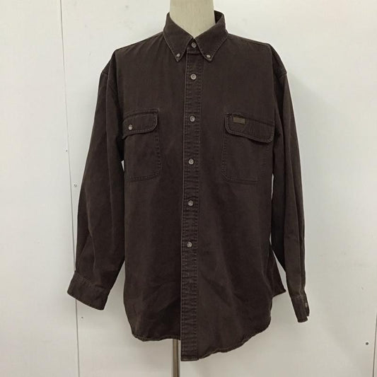 カーハート Carhartt シャツ、ブラウス 長袖 長袖シャツ ポケットシャツ カラーシャツ ボタンダウンシャツ XL ロゴ、文字 茶 / ブラウン /  メンズ USED 古着 中古 10127873