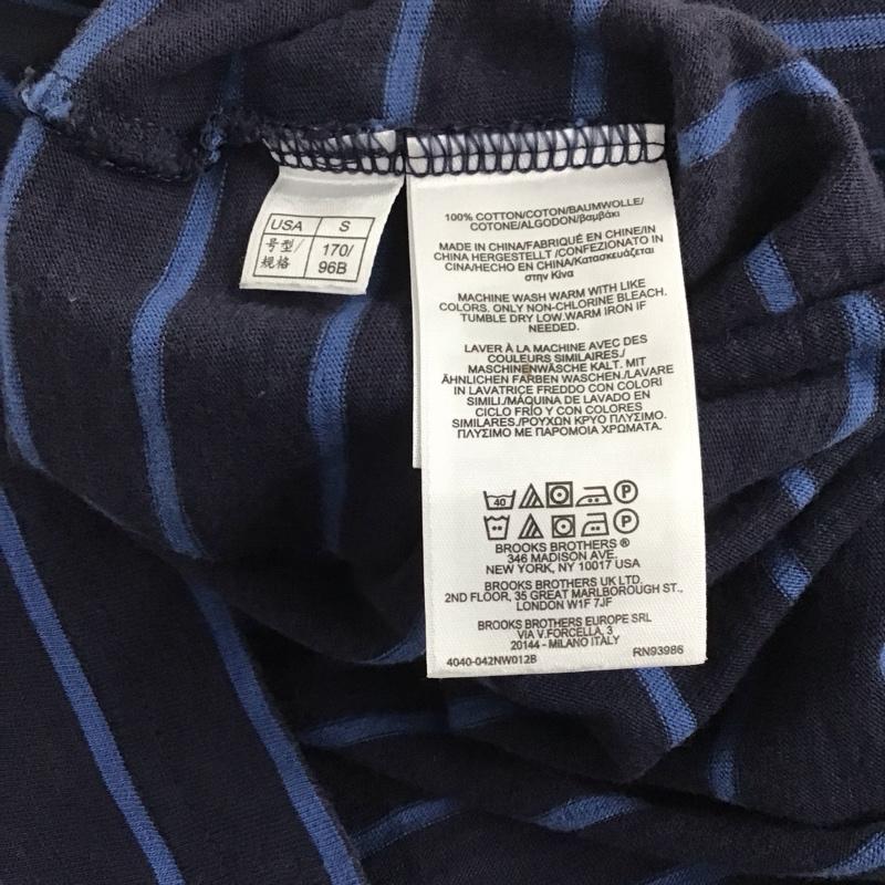 ブルックスブラザーズ BROOKS BROTHERS Tシャツ 半袖 半袖カットソー プリントTシャツ クルーネックカットソー S ボーダー柄 紺 / ネイビー /  メンズ USED 古着 中古 10131488