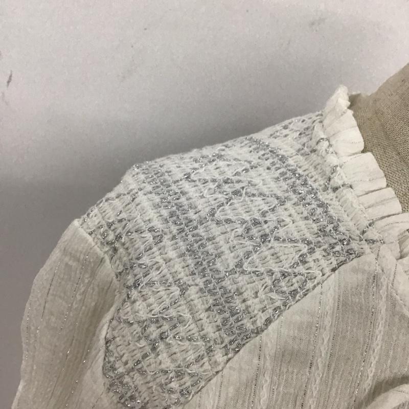 ザラ ZARA シャツ、ブラウス 長袖 8741 028 250 ラメ スタンドカラー L 無地 白 / ホワイト /  レディース USED 古着 中古 10122022