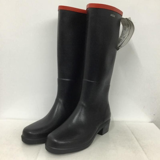 エーグル AIGLE 長靴、レインシューズ 長靴、レインシューズ ZZF8408 ミスジュリエットA ラバーブーツ 39 ロゴ、文字 黒 / ブラック /  レディース USED 古着 中古 10135775