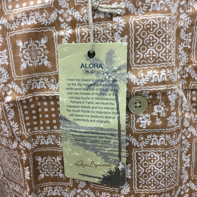 レインスプーナー reyn spooner シャツ、ブラウス 長袖 3211-699-2381 コットン ハワイ S 総柄 茶 / ブラウン / X 白 / ホワイト /  メンズ USED 古着 中古 10111581