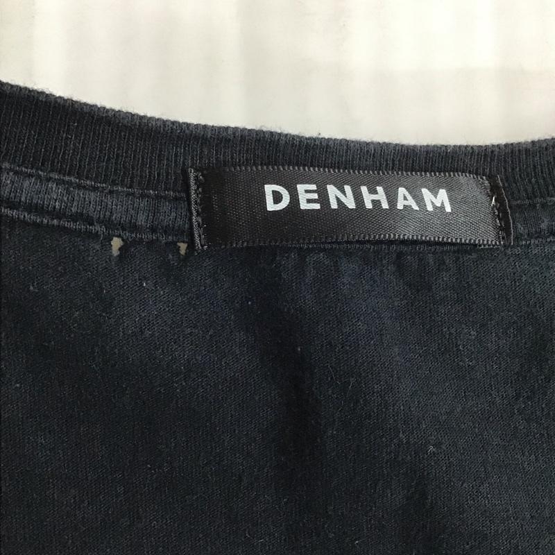 デンハム DENHAM カットソー 半袖 半袖カットソー プリントTシャツ Vネックカットソー L 無地 黒 / ブラック /  メンズ USED 古着 中古 10107252