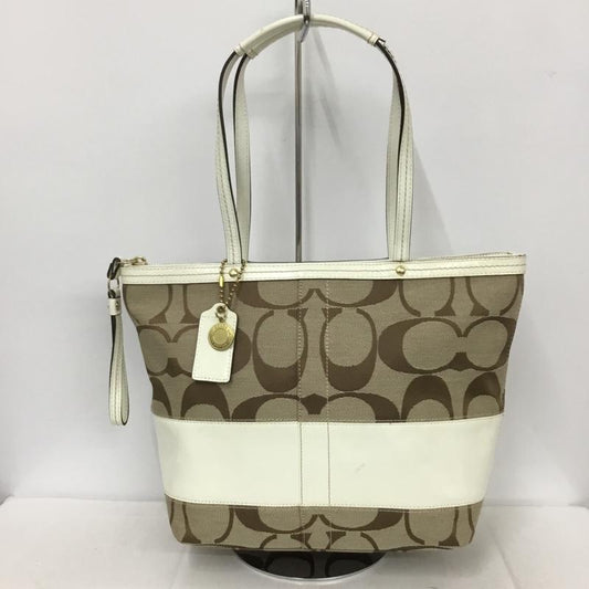 コーチ COACH トートバッグ トートバッグ 12429 シグネチャー ロゴ、文字 ベージュ / ベージュ / X 白 / ホワイト /  レディース USED 古着 中古 10134316
