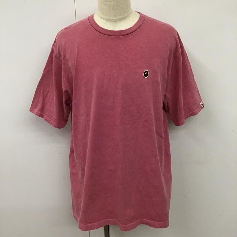 アベイシングエイプ A BATHING APE Tシャツ 半袖 半袖カットソー プリントTシャツ クルーネックカットソー L ロゴ、文字 桃 / ピンク /  メンズ USED 古着 中古 10116376