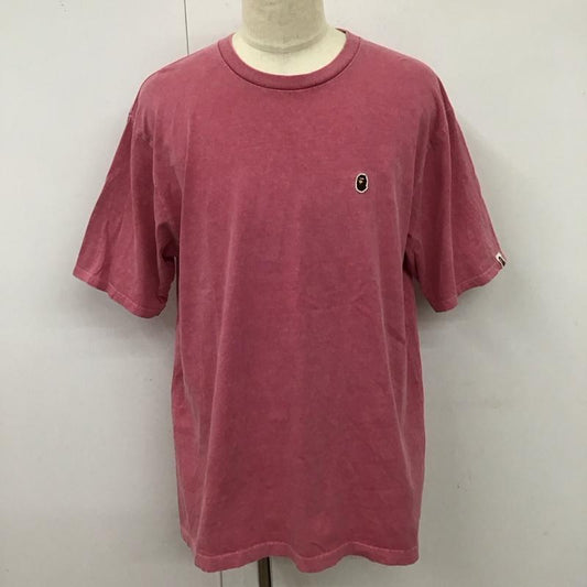 アベイシングエイプ A BATHING APE Tシャツ 半袖 半袖カットソー プリントTシャツ クルーネックカットソー L ロゴ、文字 桃 / ピンク /  メンズ USED 古着 中古 10116376