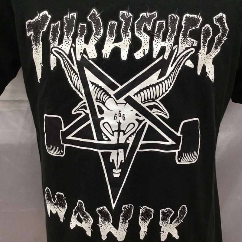 マニーク MANIK Tシャツ 半袖 半袖カットソー プリントTシャツ クルーネックカットソー M ロゴ、文字 黒 / ブラック /  メンズ USED 古着 中古 10114583