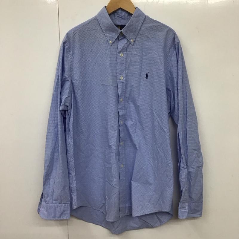 ラルフローレン RALPHLAUREN シャツ、ブラウス 長袖 長袖シャツ チェックシャツ カラーシャツ ボタンダウンシャツ L チェック 白 / ホワイト / X 水色 / ライトブルー /  メンズ USED 古着 中古 10130755