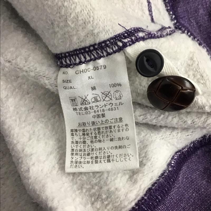 チャムス CHUMS カーディガン 長袖 スウェットカーディガン 長袖カーディガン フロントボタン XL 無地 紫 / パープル /  メンズ USED 古着 中古 10141915