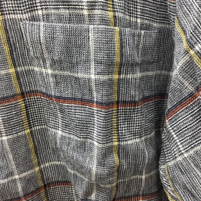 グローバルワーク GLOBAL WORK シャツ、ブラウス 半袖 GW222157AD バンドカラー L チェック 紺 / ネイビー / X 白 / ホワイト / X 橙 / オレンジ / X 黄 / イエロー /  メンズ USED 古着 中古 10117783