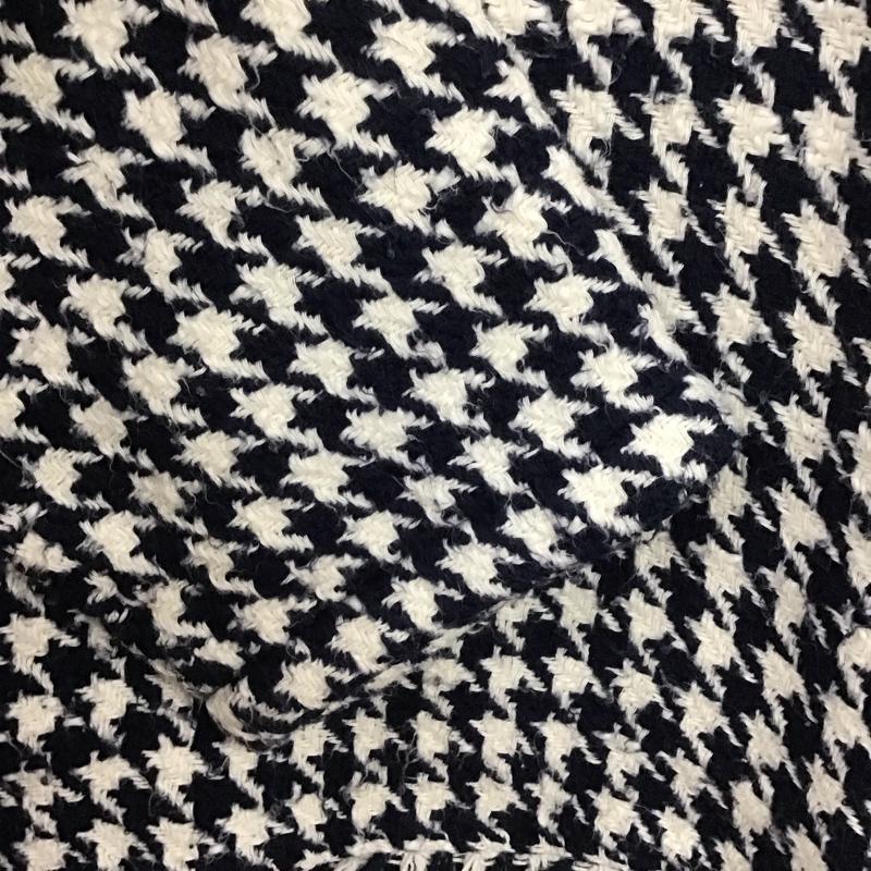 ザラウーマン ZARA WOMAN ニット、セーター 長袖 7563/245/080 コットンツイードフリンジボタントップ XS  白 / ホワイト / X 紺 / ネイビー /  レディース USED 古着 中古 10138091