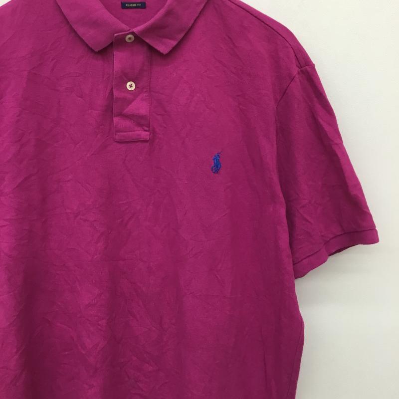 ポロラルフローレン POLO RALPH LAUREN ポロシャツ 半袖 L ロゴ、文字 桃 / ピンク /  メンズ USED 古着 中古 10133529