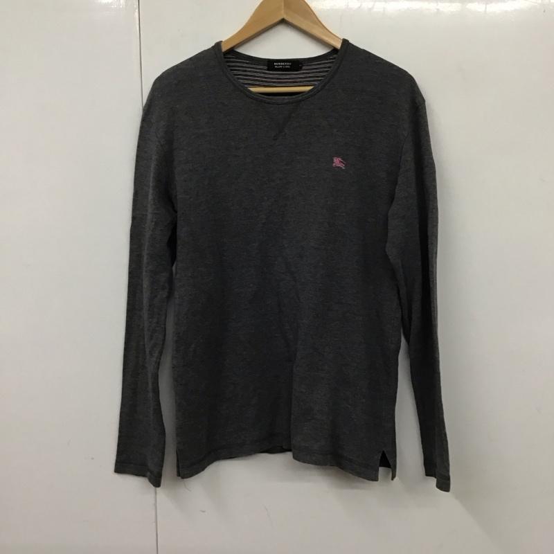 バーバリーブラックレーベル BURBERRY BLACK LABEL カットソー 長袖 長袖カットソー クルーネックカットソー プリントカットソー 3 ロゴ、文字 灰 / グレー /  メンズ USED 古着 中古 10130833