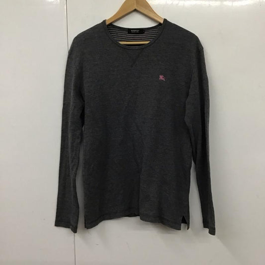 バーバリーブラックレーベル BURBERRY BLACK LABEL カットソー 長袖 長袖カットソー クルーネックカットソー プリントカットソー 3 ロゴ、文字 灰 / グレー /  メンズ USED 古着 中古 10130833