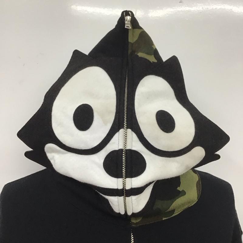 アベイシングエイプ A BATHING APE パーカー 長袖 ジップアップパーカー 長袖パーカー フード付きパーカー felix XXL ロゴ、文字 黒 / ブラック /  メンズ USED 古着 中古 10107400