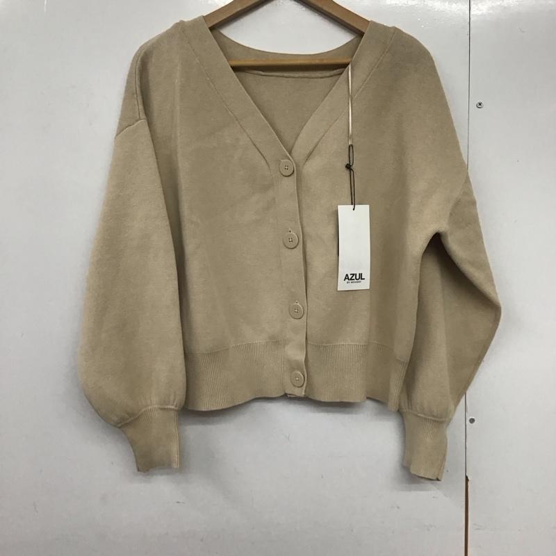 アズールバイマウジー AZUL BY MOUSSY カーディガン 長袖 250EAB70-174H 2WAY SWEATTER BUTTON SHORT PO M 無地 ベージュ / ベージュ /  レディース USED 古着 中古 10142900