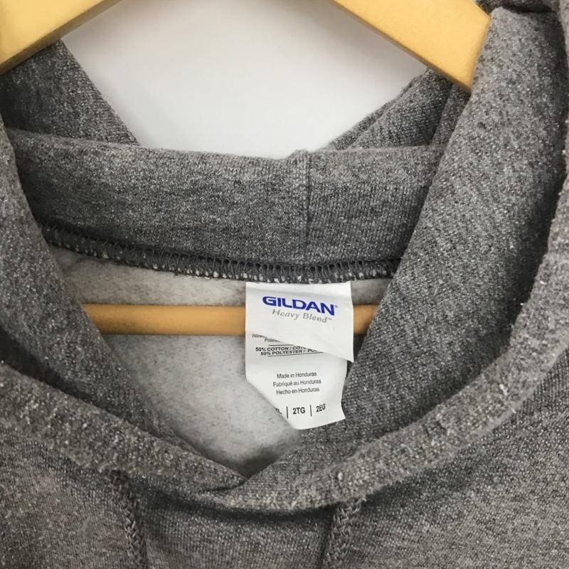 ギルダン GILDAN パーカー 長袖 長袖パーカー プルオーバーパーカー スウェット XXL ロゴ、文字 灰 / グレー /  メンズ USED 古着 中古 10149108