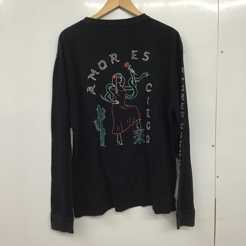 ロアーク リバイバル ROARK REVIVAL カットソー 長袖 長袖カットソー プリントカットソー クルーネック M ロゴ、文字 黒 / ブラック /  メンズ USED 古着 中古 10137284